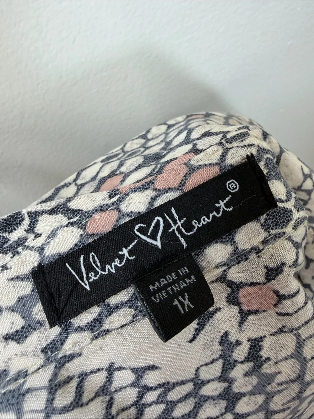 Velvet Heart Snake Print Button Up Tunic Shirt
